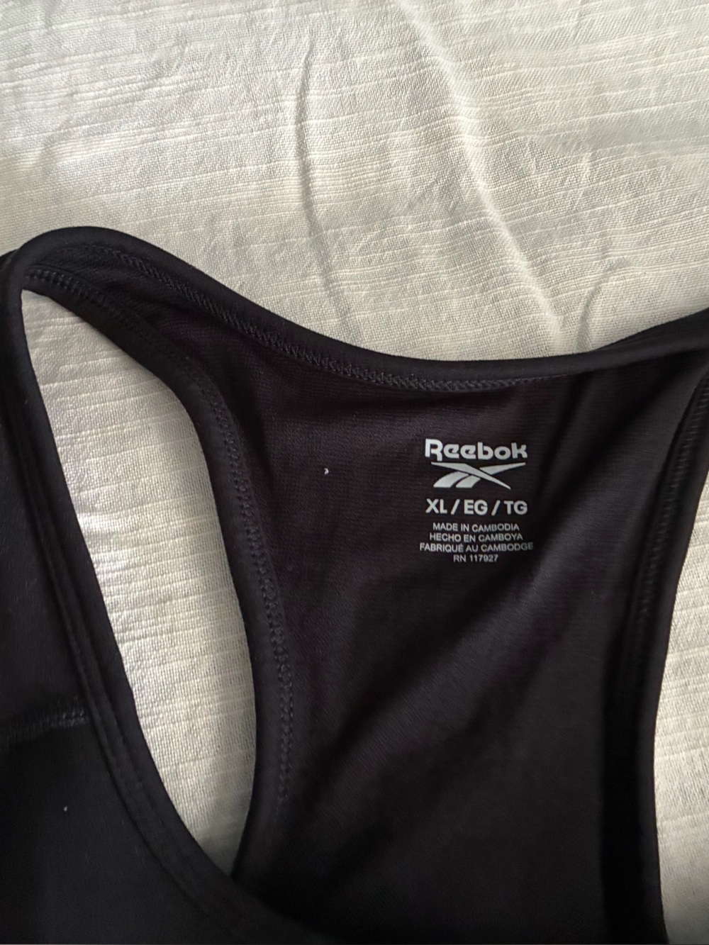 Reebok Black Sports Bra XL Medium Support Racerback Stretch Activewear Gym Yoga - Picture 4 of 6